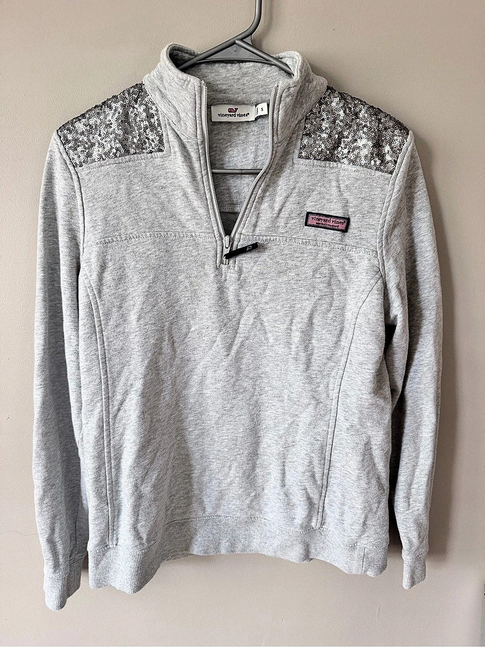 vineyard vines Sequin Quarter-Zip Pullover Gray Small